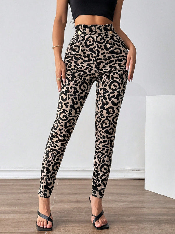 Pantalones casuales de traje negro de cintura alta para mujer con ajuste cenido y piernas anchas de 7-9cm
