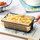 Cesta de bocadillos de acero inoxidable - 1 pieza, soporte creativo para papas fritas estilo americano, bandeja de servicio de alimentos de calidad duradera para restaurante para aperitivos, papas fritas, pollo frito