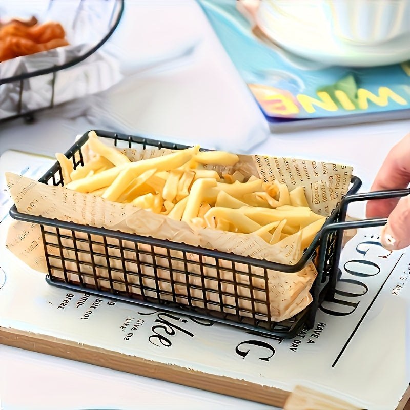 Cesta de bocadillos de acero inoxidable - 1 pieza, soporte creativo para papas fritas estilo americano, bandeja de servicio de alimentos de calidad duradera para restaurante para aperitivos, papas fritas, pollo frito