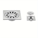 Desagüe de Piso Cuadrado de Acero Inoxidable con Control de Olores - Atrapapelos Multifuncional para Ducha, Accesorio Esencial para el Baño