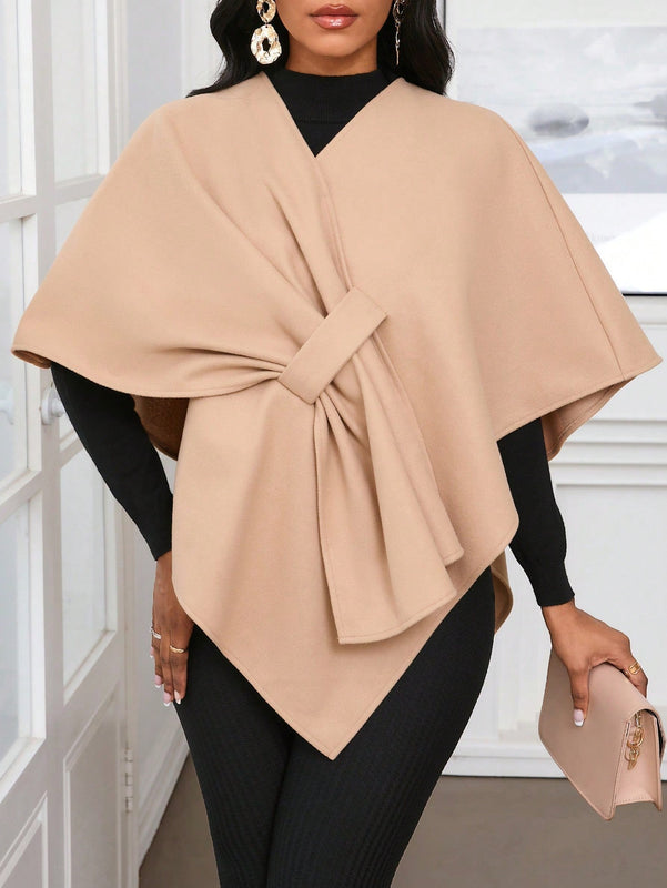 Lady poncho para mujer con diseno de drapeado en la cintura y lazo