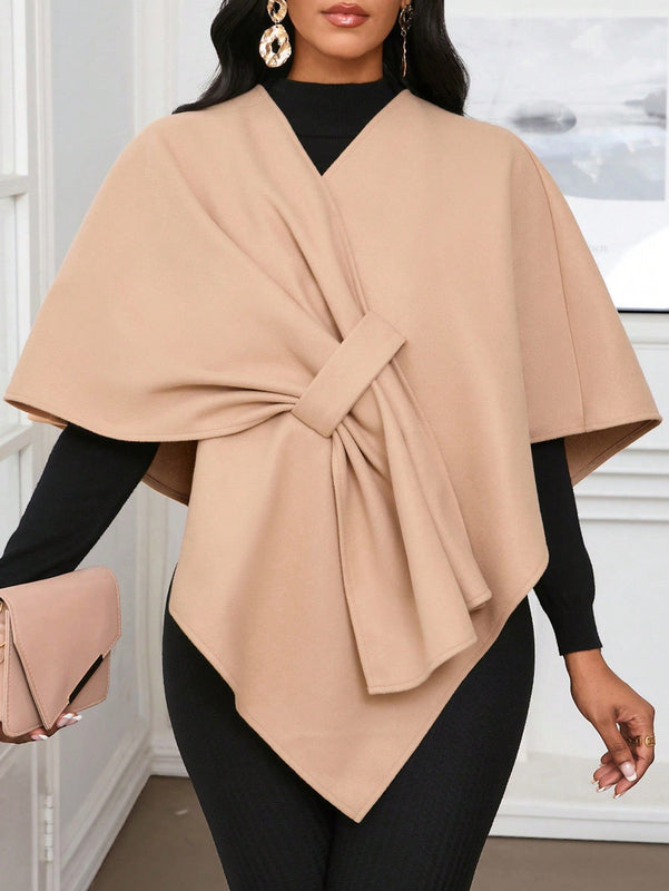 Lady poncho para mujer con diseno de drapeado en la cintura y lazo