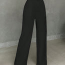 Pantalones casuales de mujer con cintura elastica de cordon y ajuste holgado con bolsillos inclinados