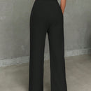 Pantalones casuales de mujer con cintura elastica de cordon y ajuste holgado con bolsillos inclinados