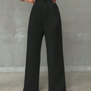 Pantalones casuales de mujer con cintura elastica de cordon y ajuste holgado con bolsillos inclinados