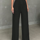 Pantalones casuales de mujer con cintura elastica de cordon y ajuste holgado con bolsillos inclinados