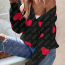 Essnce cardigan informal holgado monobotonadura de manga larga con caida en los hombros y estampado de corazon para mujer, otono/invierno