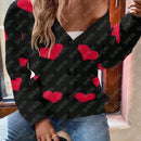 Essnce sueter de cardigan grueso y calido con patron de corazones verdes y blancos para mujer