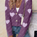 Essnce sueter de cardigan grueso y calido con patron de corazones verdes y blancos para mujer