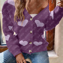 Essnce sueter de cardigan grueso y calido con patron de corazones verdes y blancos para mujer