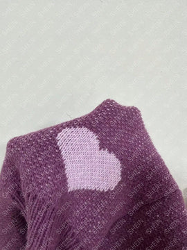 Essnce sueter de cardigan grueso y calido con patron de corazones verdes y blancos para mujer