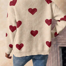 Essnce sueter de cardigan grueso y calido con patron de corazones verdes y blancos para mujer