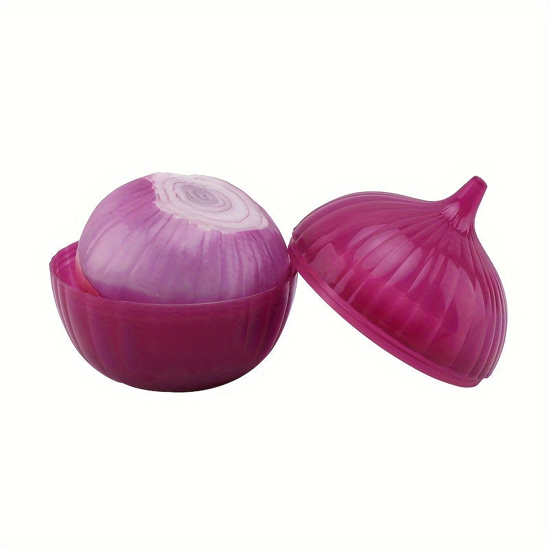 2 piezas Conjunto de conservadores de alimentos de plástico, en forma de limón y cebolla, multiusos, seguros para congelador, con tapa abatible, lavado a mano, sin necesidad de electricidad, con cajas de conservación de frutas y verduras, para cocina