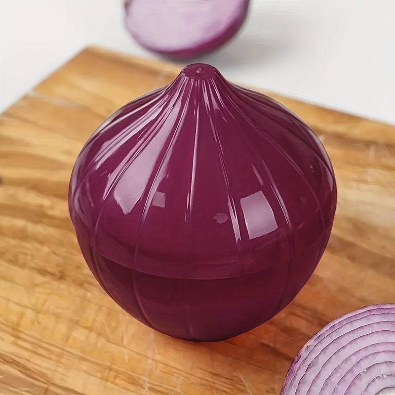 2 piezas Conjunto de conservadores de alimentos de plástico, en forma de limón y cebolla, multiusos, seguros para congelador, con tapa abatible, lavado a mano, sin necesidad de electricidad, con cajas de conservación de frutas y verduras, para cocina