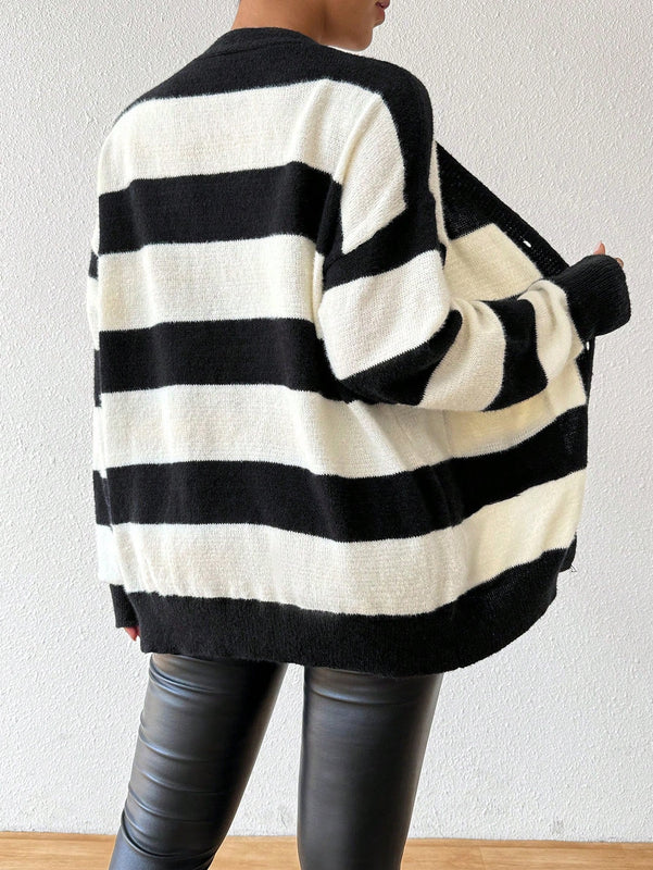 Essnce nuevo cardigan de mujer de punto de imitacion de vison cachemira a rayas, para otono/invierno