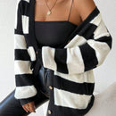 Essnce nueva moda sueter de lana de imitacion de vison con rayas para mujer, otono/invierno