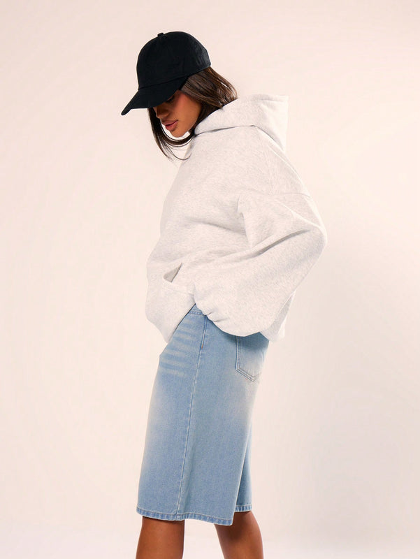 Musera sudadera con capucha de hombros caidos y talla grande para invierno