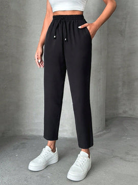 Pantalones petite con cordon, bolsillos en diagonal