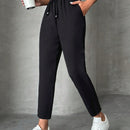 Pantalones petite con cordon, bolsillos en diagonal