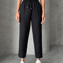Pantalones petite con cordon, bolsillos en diagonal