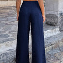 Pantalones casuales anchos de pierna ancha con cintura alta y pliegues para mujeres