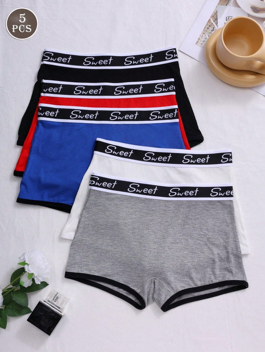 5 piezas pantis acanalados de moda para mujeres, colores surtidos