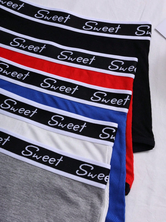 5 piezas pantis acanalados de moda para mujeres, colores surtidos