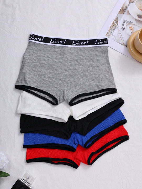5 piezas pantis acanalados de moda para mujeres, colores surtidos