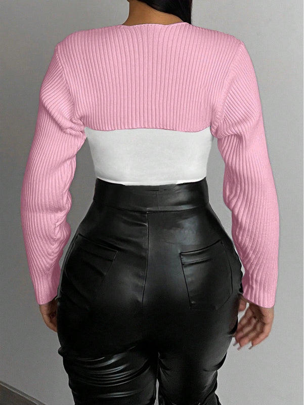 Foxxy cardigan de punto casual de unicolor con escote en v y manga larga para mujer, otono/invierno