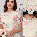 Camisa elegante y suave de mujer con diseno asimetrico en bloque de color y encaje impreso