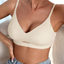 5 piezas/set de sujetadores inalambricos de unicolor sin costuras y de encaje hueco para mujeres