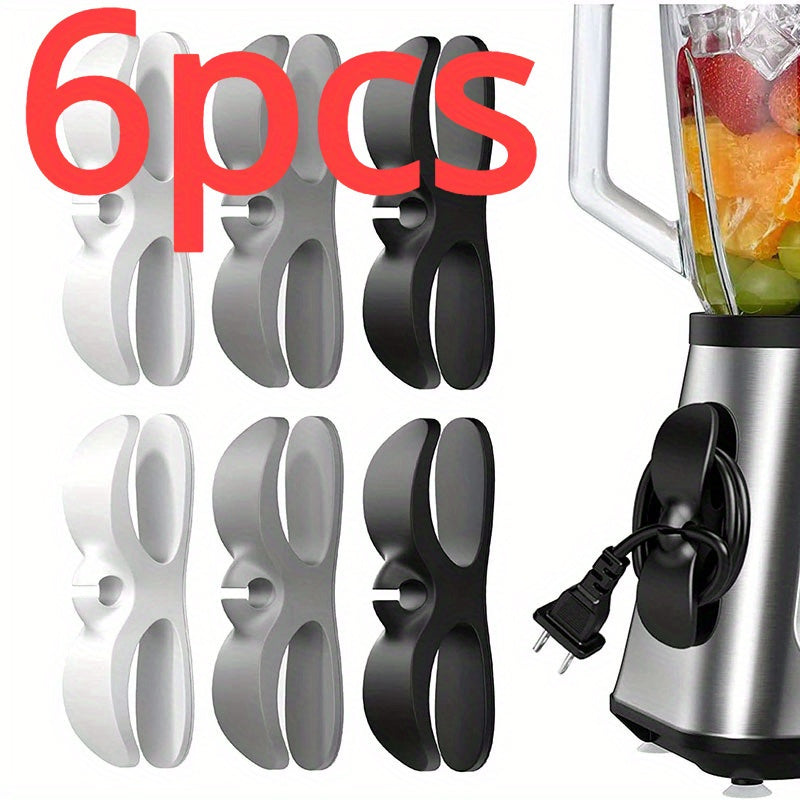 6 clips organizadores de cables de TPU para electrodomésticos de cocina, soportes de gestión de cables, fijador de envoltura de cables para freidoras de aire, batidoras, cafeteras - Solución de almacenamiento de cables sin batería
