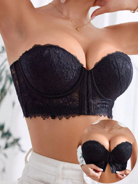 1 pieza sosten encaje sexy, romantico, casual y comodo con gancho al frente, que levanta y sostiene, anti-caidas, de estilo ajustable