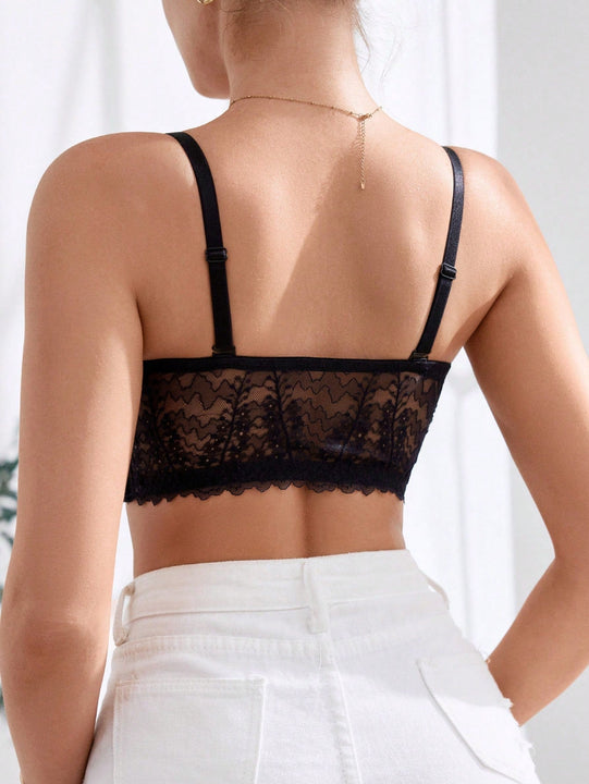 1 pieza sosten encaje sexy, romantico, casual y comodo con gancho al frente, que levanta y sostiene, anti-caidas, de estilo ajustable