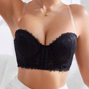 1 pieza sosten encaje sexy, romantico, casual y comodo con gancho al frente, que levanta y sostiene, anti-caidas, de estilo ajustable