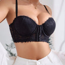 1 pieza sosten encaje sexy, romantico, casual y comodo con gancho al frente, que levanta y sostiene, anti-caidas, de estilo ajustable