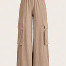 Slayr pantalones casuales de trabajo de estilo ancho con bolsillos y estampado floral gris para mujeres-c