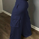 Slayr pantalones casuales de trabajo de estilo ancho con bolsillos y estampado floral gris para mujeres-c