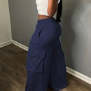 Slayr pantalones casuales de trabajo de estilo ancho con bolsillos y estampado floral gris para mujeres-c
