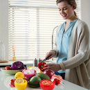 7 Piezas de Contenedores para Frutas y Verduras - Tapas Antifugas, Recipientes Plásticos Reutilizables para Refrigerador y Despensa, Lavado a Mano, Diseño Compacto, Material BPA-Free, Organización de Alimentos, Granos y Ajo, Ideal para Cocinas Caseras