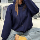 Ezwear sudadera holgada con grafico impreso "cute but psycho" de estilo minimalista casual, apta para otono e invierno