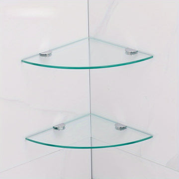 2 pzas Estantes Esquineros Triangulares sin Marco de Vidrio para Colgar en la Pared para Baño, Ducha, Aseo - Estante Flotante Montado en la Pared para Varios Tipos de Habitaciones