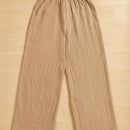 Essnce pantalones casuales de pernera ancha de 7/8 con textura y cintura anudada de unicolor para mujer