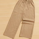 Essnce pantalones casuales de pernera ancha de 7/8 con textura y cintura anudada de unicolor para mujer