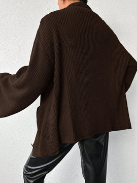 Cardigan de manga larga con botones y cuello para mujer, de estilo minimalista