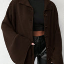 Cardigan de manga larga con botones y cuello para mujer, de estilo minimalista