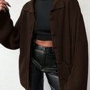 Cardigan de manga larga con botones y cuello para mujer, de estilo minimalista