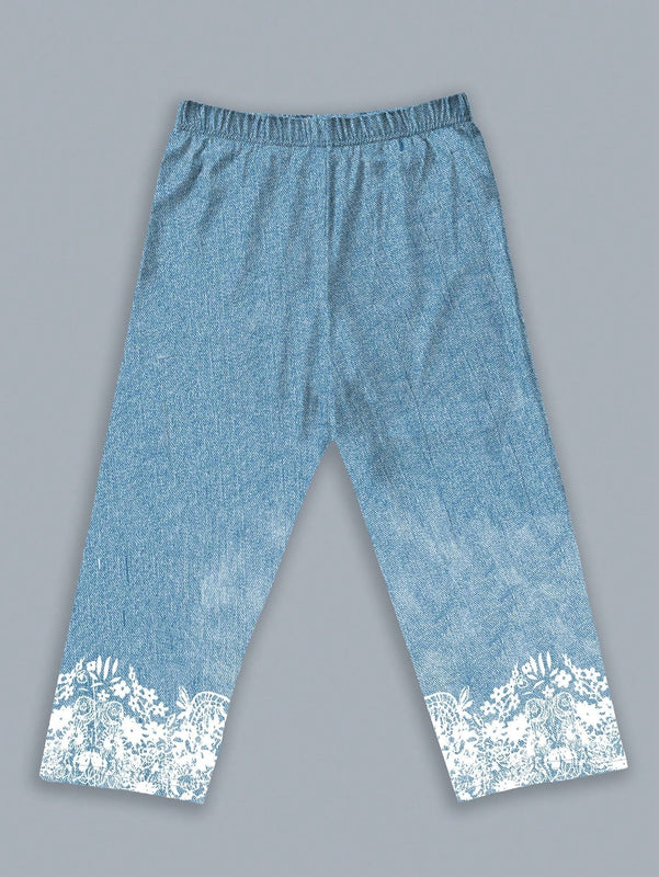 Ezwear pantalones capri casuales con efecto de mezclilla y estampado floral por encima de la rodilla para mujeres