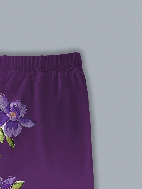 Ezwear pantalones capri casuales con estampado floral para mujer