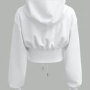 Ezwear sudadera con capucha de mujer color verde oliva con estampado de letras y amarre cruzado al frente